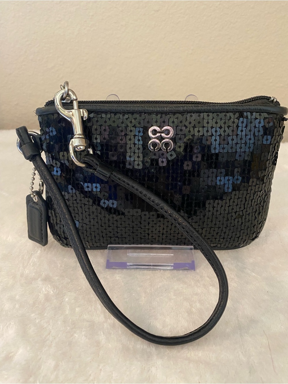 Coach Special Occasion Black Sequined Wristlet - Picture 3 of 9